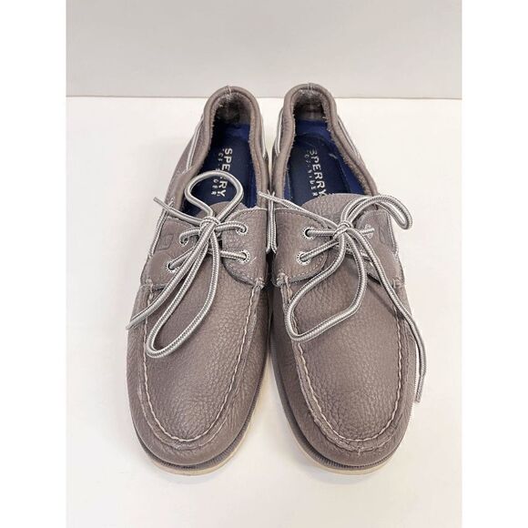 Sperry Mens Top-Sider Leather LEEWARD 2-EYE Boat Shoes Taupe Grey Size 9M - Picture 4 of 7